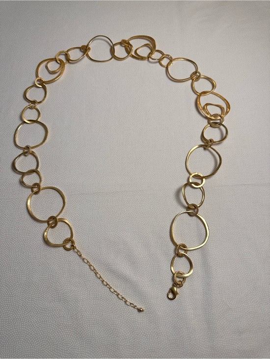 Boutique Gold Tone Hammered Circle Link Chain Belt Adjustable 39” Y2K L/XL main image 6
